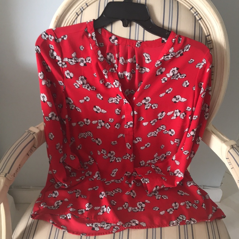 DALIA Red poppy floral blouse